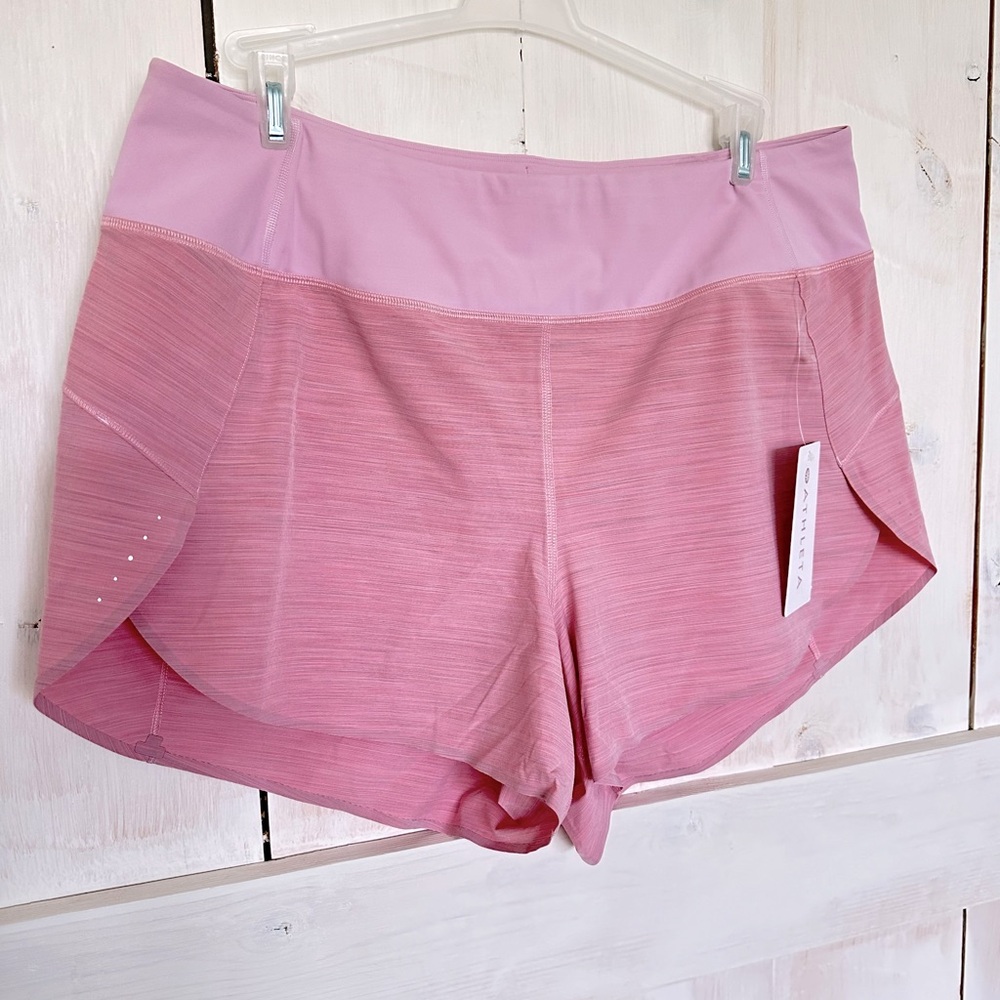 Athleta Run With It Textured 3.5" Short Plus Pink Size 1X NEW WITH TAGS